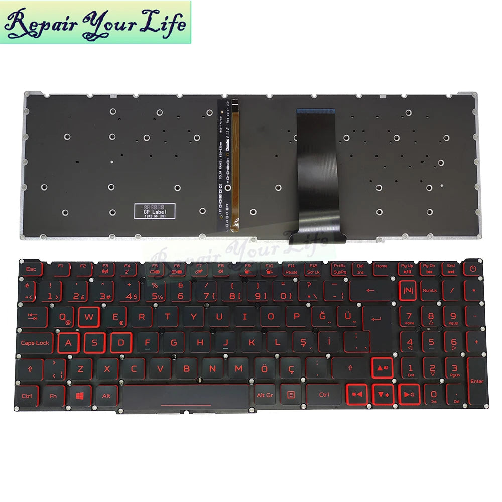 PT-BR Brazil US RU Backlit Keyboard for Nitro 5 AN515-54 AN515-43 AN517-52 AN517-51 AN517-54 AN715-51 Spain LA IT TR GR FR
