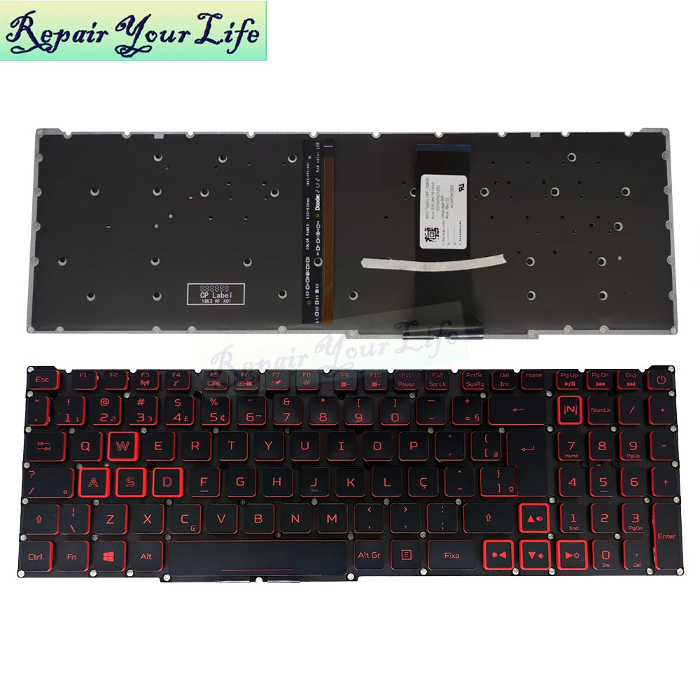 PT-BR Brazil US RU Backlit Keyboard for Nitro 5 AN515-54 AN515-43 AN517-52 AN517-51 AN517-54 AN715-51 Spain LA IT TR GR FR