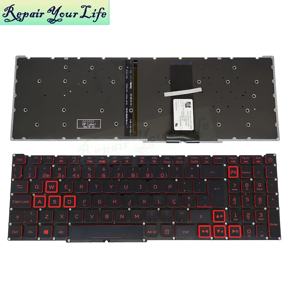 PT-BR Brazil US RU Backlit Keyboard for Nitro 5 AN515-54 AN515-43 AN517-52 AN517-51 AN517-54 AN715-51 Spain LA IT TR GR FR