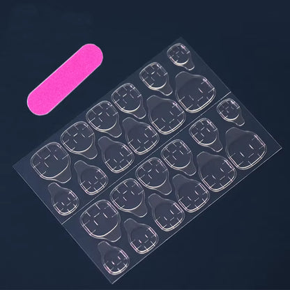 24 Pcs Long French Fire Nails with 1 Jelly Gel and 1 Nail File
